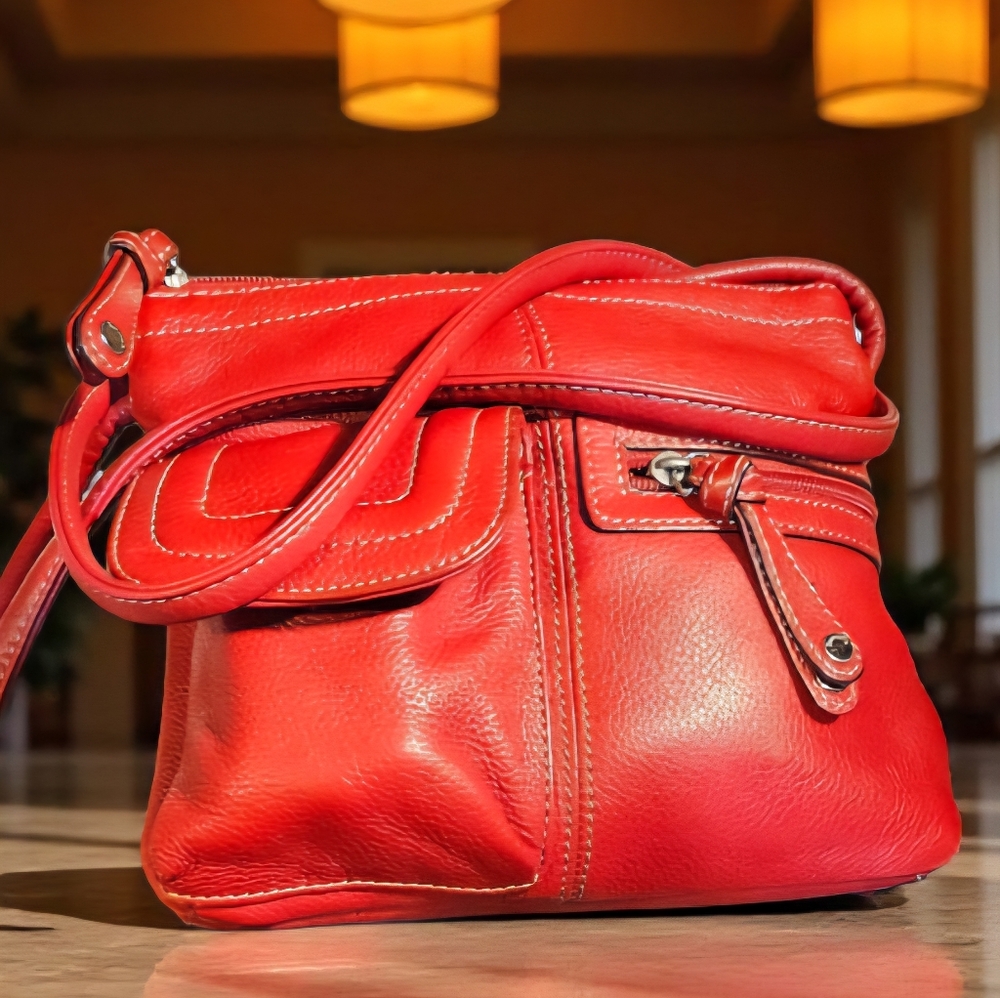 Vintage Tiganello Pebbled Leather Crossbody Bag Nice - Picture 6 of 7